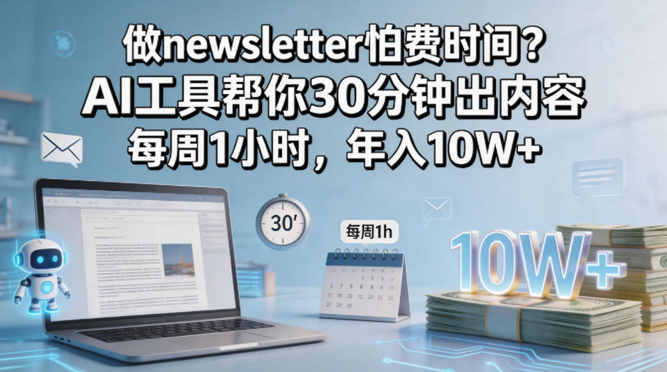 做newsletter怕费时间？AI工具帮你30分钟出内容，每周1小时，年入10W+！【原创双语字幕】-heixxmi