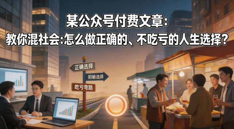 某公众号付费文章：教你混社会：怎么做正确的、不吃亏的人生选择？-我爱发帖
