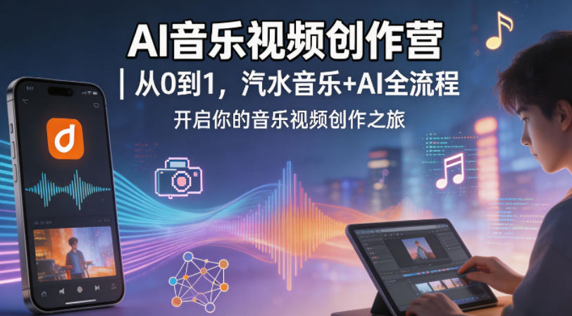 AI音乐视频创作营｜从0到1，汽水音乐+AI全流程，开启你的音乐视频创作之旅-我爱发帖
