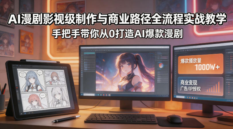 AI漫剧影视级制作与商业路径全流程实战教学，手带你从0打造AI爆款漫剧-我爱发帖