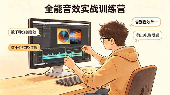 全能音效实战训练营：数千种分类音效+数十个FCPX工程，告别音效单一，剪出电影质感-吾爱自习网