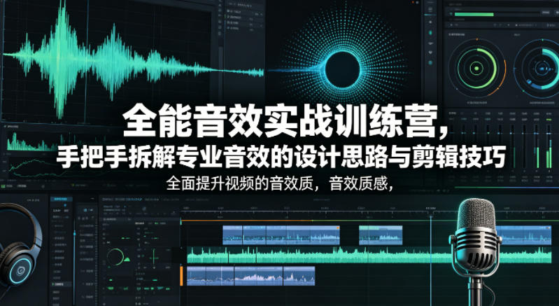全能音效实战训练营，手把手拆解专业音效的设计思路与剪辑技巧，全面提升视频的音效质感-我爱发帖