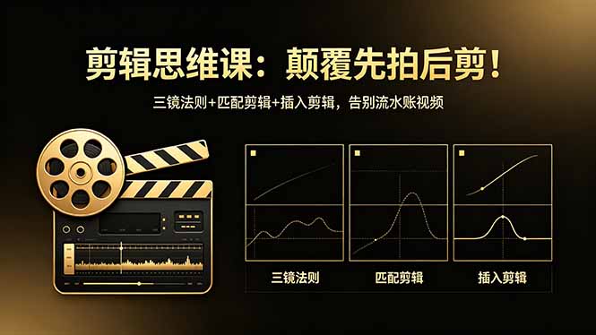 剪辑思维课：颠覆先拍后剪！三镜法则+匹配剪辑+插入剪辑，告别流水账视频-吾爱自习网