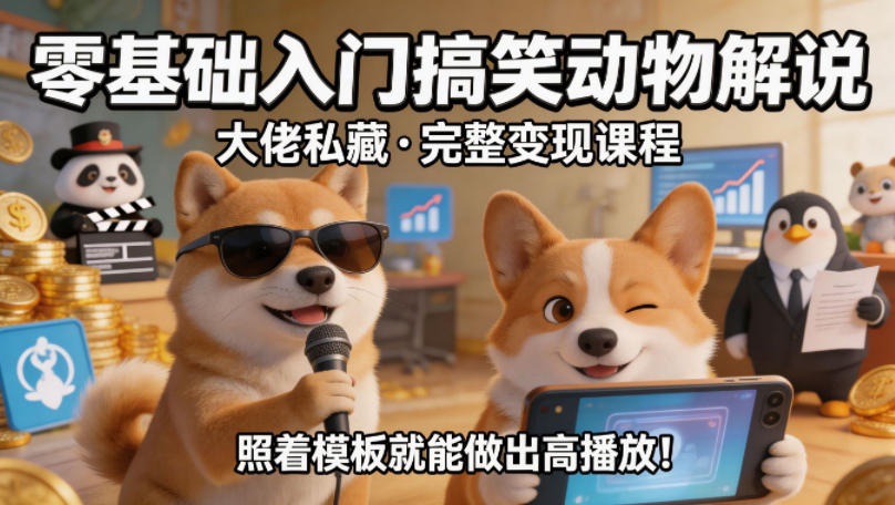 零基础入门搞笑动物解说，大佬私藏完整变现课程，照着模板就能做出高播放福星网赚创业资源-网赚项目-副业赚钱-互联网创业-资源整合福星网赚资源