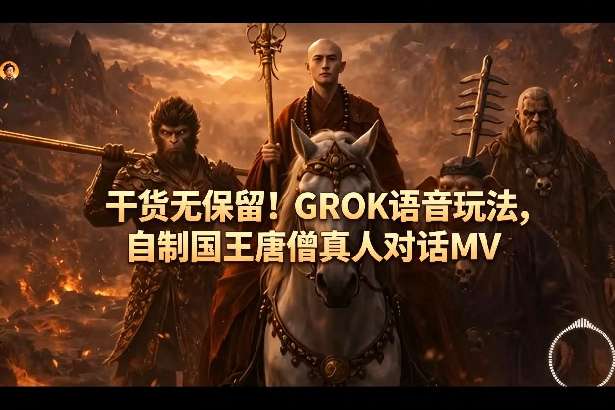 干货无保留！GROK语音玩法，自制国王唐僧真人对话MV福星网赚创业资源-网赚项目-副业赚钱-互联网创业-资源整合福星网赚资源