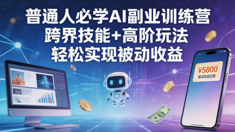 普通人必学AI副业训练营跨界技能+高阶玩法轻松实现被动收益福星网赚创业资源-网赚项目-副业赚钱-互联网创业-资源整合福星网赚资源