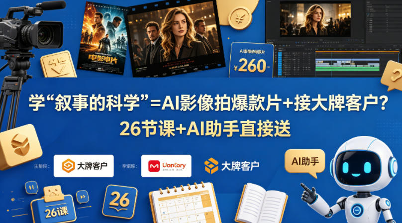 学《叙事的科学》=AI影像拍爆款片+接大牌客户？26节课+AI助手直接送【原创双语字幕】-吾爱自习网