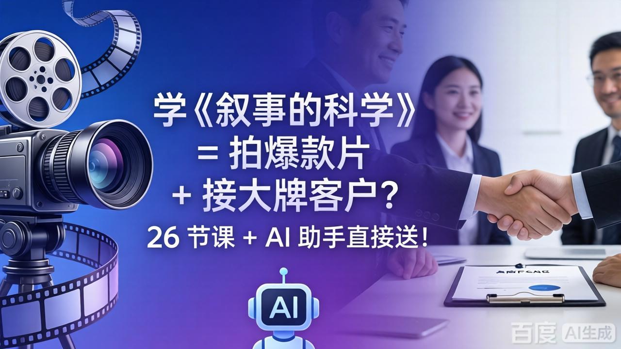 学《叙事的科学》= 拍爆款片 + 接大牌客户？26 节课 + AI 助手直接送！-吾爱自习网