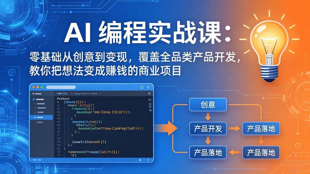 AI编程实战课-第三期-5月3更新：零基础从创意到变现，覆盖全品类产品开发，把想法变成赚钱项目-我爱发帖