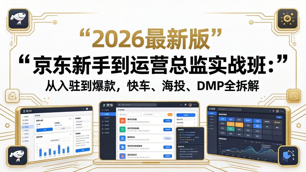 京东新手到运营总监实战班：从入驻到爆款，快车、海投、DMP全拆解，2026最新版-吾爱自习网