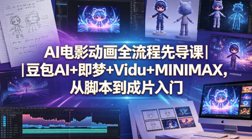 AI电影动画全流程先导课｜豆包AI+即梦+Vidu+MINIMAX，从脚本到成片入门-吾爱自习网
