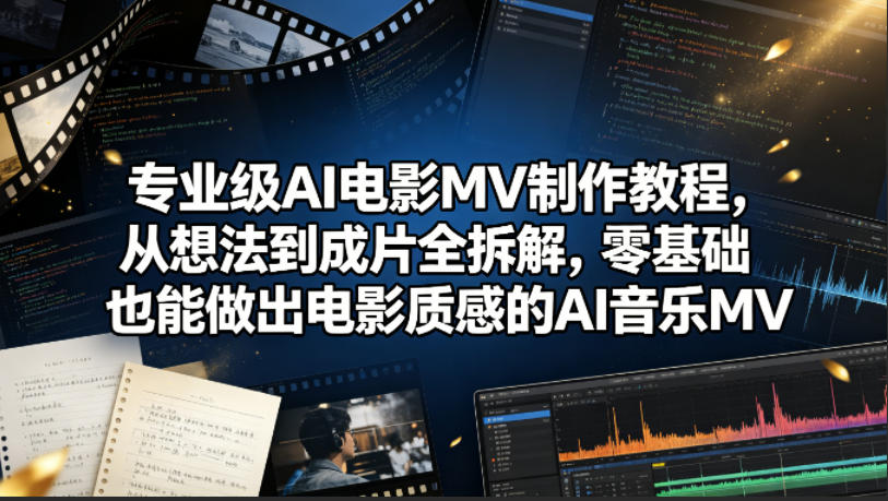 专业级AI电影MV制作教程，从想法到成片全拆解，零基础也能做出电影质感的AI音乐MV-吾爱自习网
