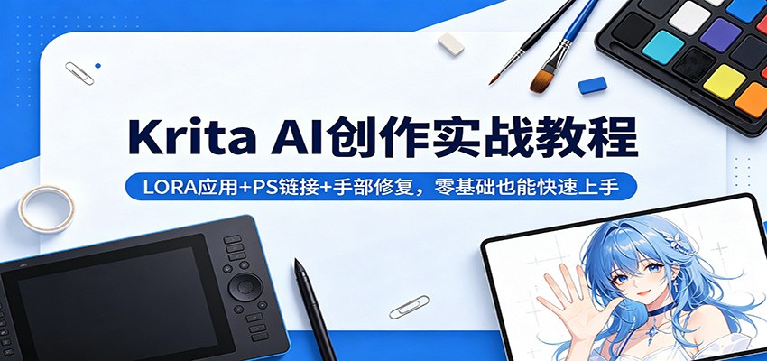 Krita AI创作实战教程：LORA应用+PS链接+手部修复，零基础也能快速上手-吾爱自习网
