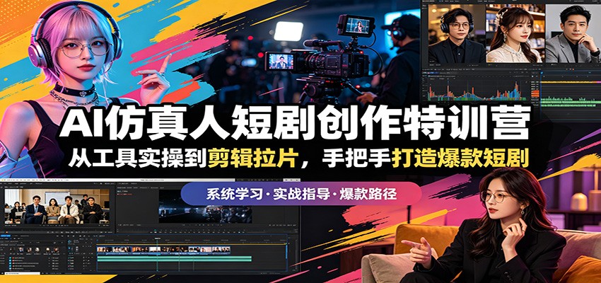 AI仿真人短剧创作特训营：从工具实操到剪辑拉片，手把手打造爆款短剧-吾爱自习网