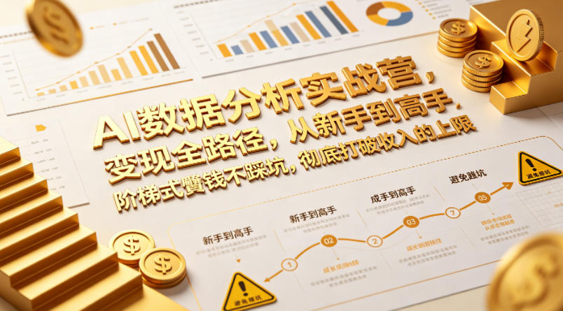 AI数据分析实战营，变现全路径，从新手到高手，阶梯式賺钱不踩坑，彻底打破收入的上限-吾爱自习网