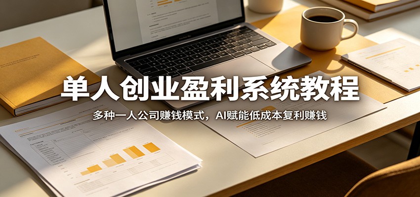 单人创业盈利系统教程：多种一人公司赚钱模式，AI赋能低成本复利赚钱-吾爱自习网