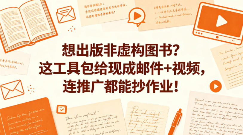 想出版非虚构图书？这工具包给现成邮件+视频，连推广都能抄作业！【原创双语字幕】-吾爱自习网