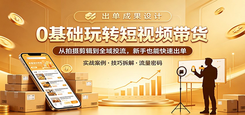0基础玩转短视频带货：从拍摄剪辑到全域投流，新手也能快速出单-世界代码分享网