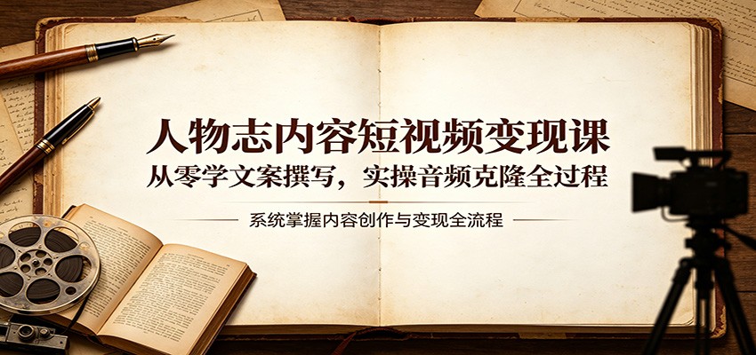 人物志内容短视频变现课：从零学文案撰写，实操音频克隆全过程-吾爱自习网