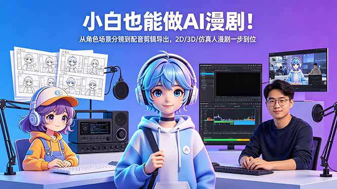 小白也能做AI漫剧！从角色场景分镜到配音剪辑导出，2D/3D/仿真人漫剧一步到位-我爱发帖