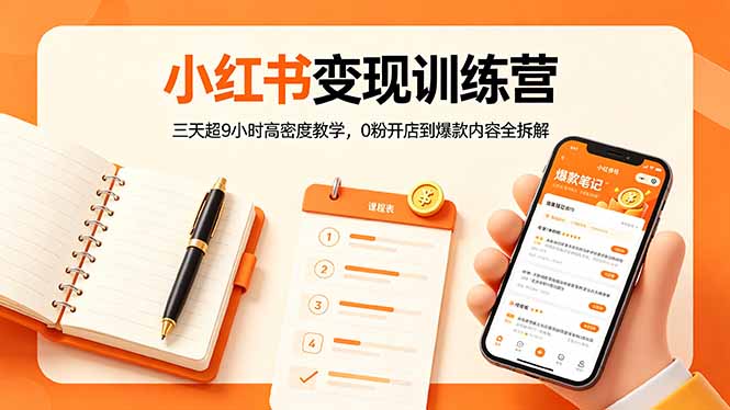 小红书变现训练营：三天超9小时高密度教学，0粉开店到爆款内容全拆解-我爱发帖