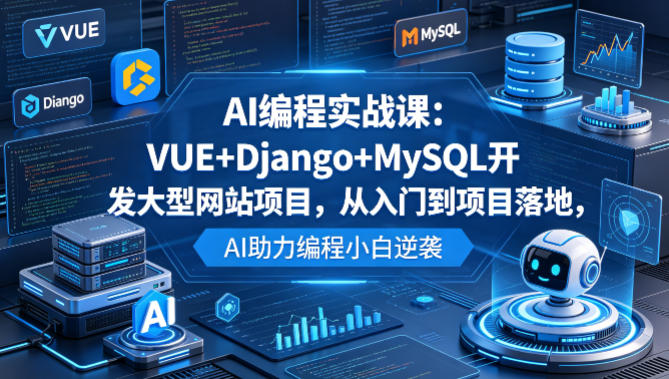 AI编程实战课：VUE+Django+MySQL开发大型网站项目，从入门到项目落地，AI助力编程小白逆袭-我爱发帖