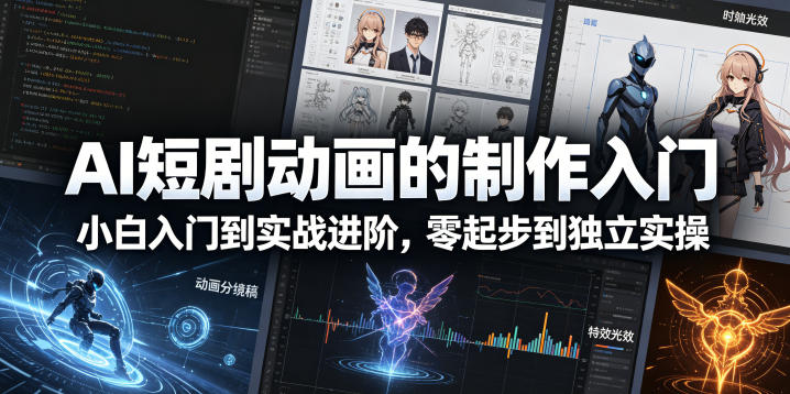 AI短剧动画的制作入门，小白入门到实战进阶，零起步到独立实操-吾爱自习网