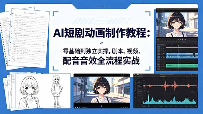 AI短剧动画制作教程：零基础到独立实操，剧本、视频、配音音效全流程实战-我爱发帖