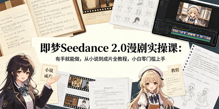 即梦Seedance 2.0漫剧实操课：有手就能做，从小说到成片全教程，小白零门槛上手-吾爱自习网