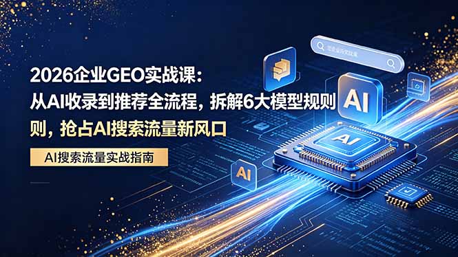 2026 企业GEO实战课：从AI收录到推荐全流程，拆解6大模型规则，抢占 AI 搜索流量新风口-吾爱自习网