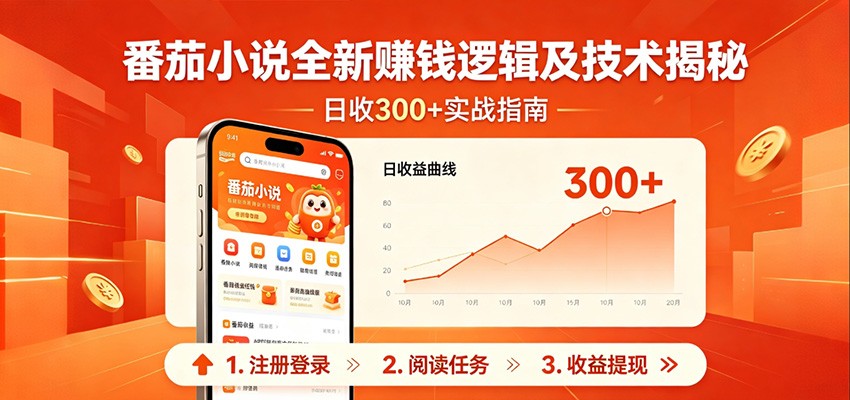 番茄小说全新赚钱逻辑及技术日收300+，小白新书皆可做！无脑赚就行了！-吾爱自习网