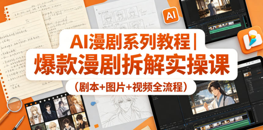 AI漫剧系列教程｜爆款漫剧拆解实操课(剧本+图片+视频全流程)-旺仔资源库