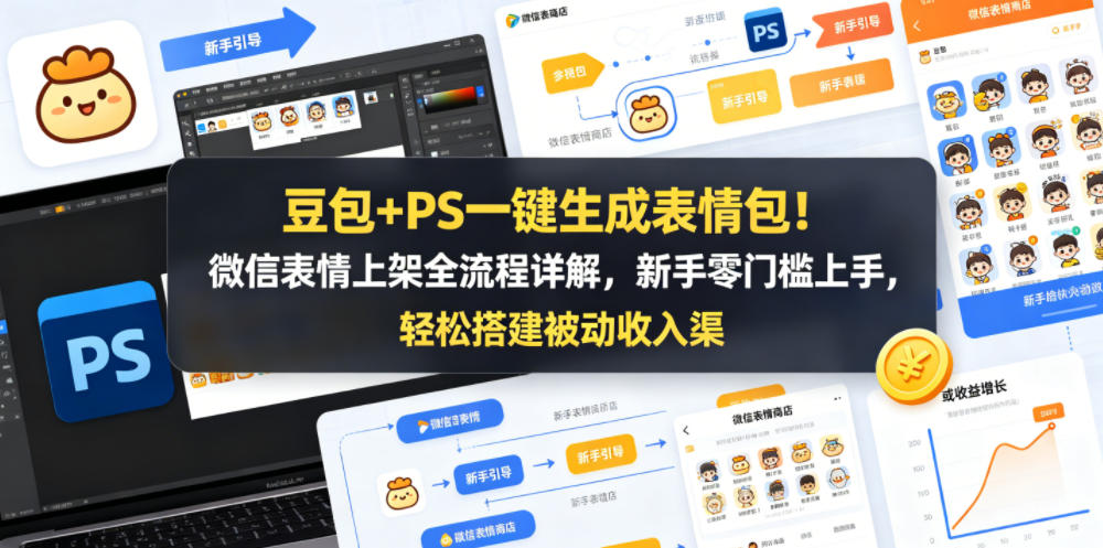 豆包+PS一键生成表情包！微信表情上架全流程详解，新手零门槛上手，轻松搭建被动收入渠道-吾爱自习网