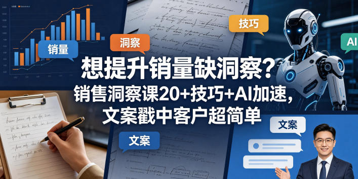想提升销量缺洞察？销售洞察课20+技巧+AI加速，文案戳中客户超简单【原创双语字幕】-吾爱自习网