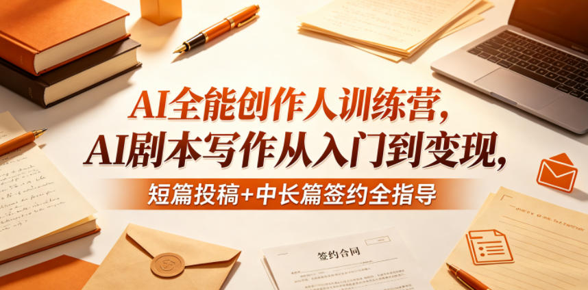 AI全能创作人训练营，AI剧本写作从入门到变现，短篇投稿+中长篇签约全指导-吾爱自习网