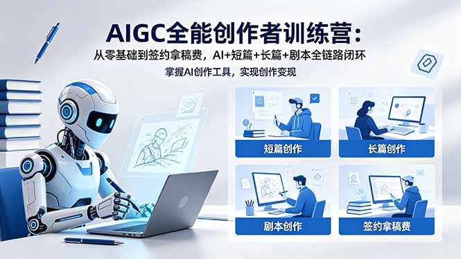 AIGC全能创作者训练营：从零基础到签约拿稿费，AI+短篇+长篇+剧本全链路闭环-吾爱自习网