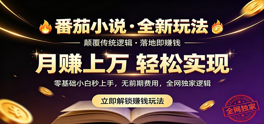 番茄小说5月最新独家玩法，稳定落地实测月入过万！-旺仔资源库