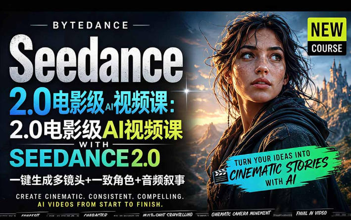 字节跳动的Seedance 2.0 AI电影视频生成制作教程，一键生成多镜头+一致角色+音频叙事-中英字幕-吾爱自习网
