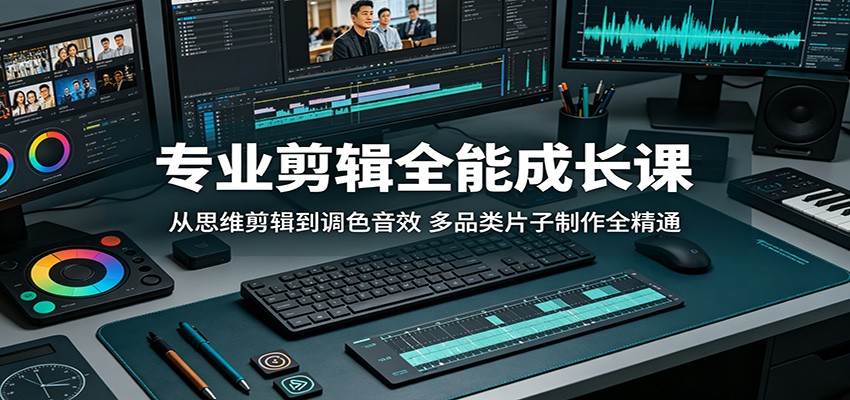 专业剪辑全能成长课：从思维剪辑到调色音效，多品类片子制作全精通-吾爱自习网