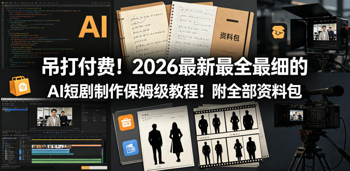 吊打付费！2026最新最全最细的AI短剧制作保姆级教程！附全部资料包-吾爱自习网