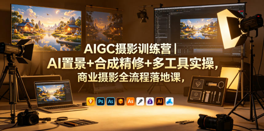 AIGC摄影训练营｜AI置景+合成精修+多工具实操，商业摄影全流程落地课-吾爱自习网