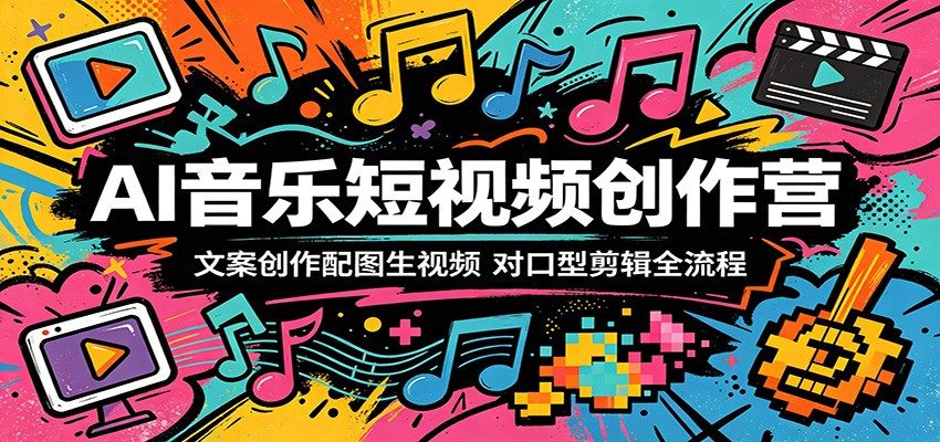 AI音乐短视频创作营：文案创作配图生视频，对口型剪辑全流程-吾爱自习网