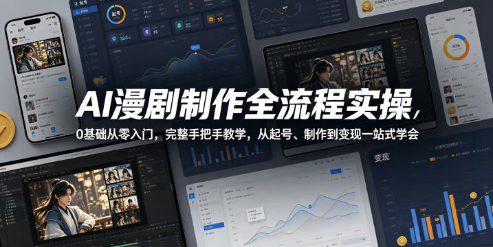 AI漫剧制作全流程实操，0基础从零入门，完整手把手教学，从起号、制作到变现一站式学会-樵渔匹
