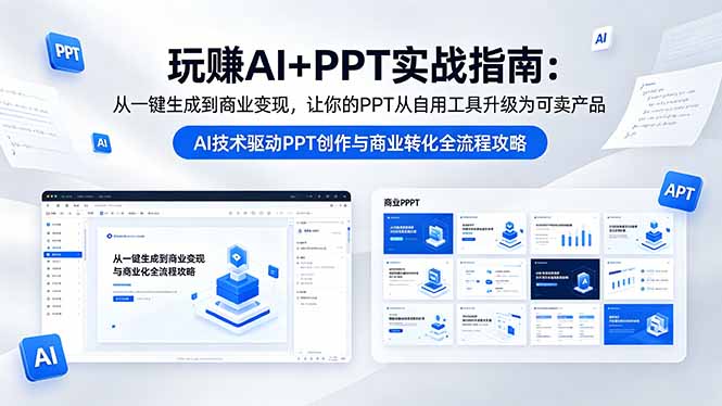 玩赚AI+PPT实战指南-更新5月13：从一键生成到商业变现，让你的PPT从自用工具升级为可卖产品-旺仔资源库