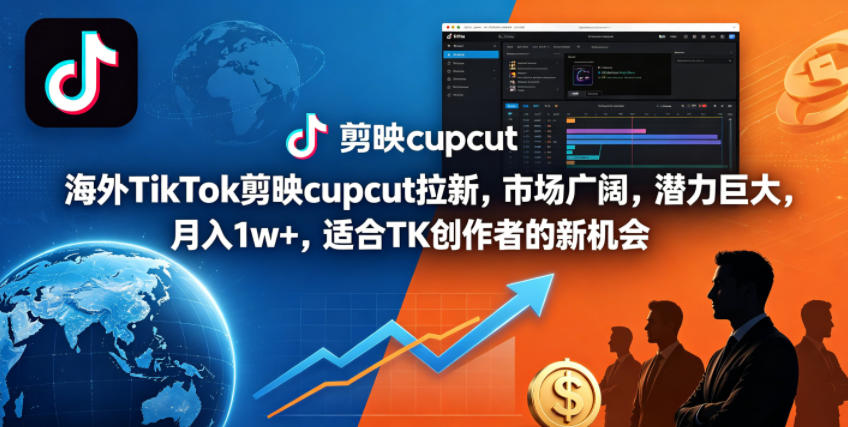 海外TikTok剪映cupcut拉新，市场广阔，潜力巨大，月入1w+，适合TK创作者的新机会-旺仔资源库