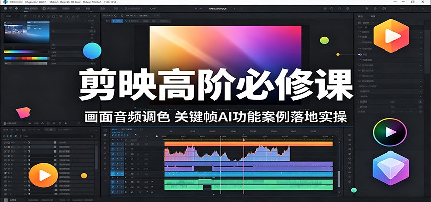 剪映高阶必修课:画面音频调色,关键帧AI功能案例落地实操-吾爱自习网