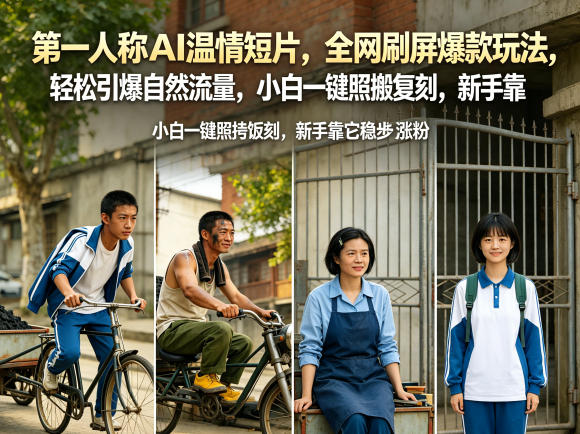 第一人称AI温情短片，全网刷屏爆款玩法，轻松引爆自然流量，小白一键照搬复刻，新手靠它稳步涨粉-吾爱自习网