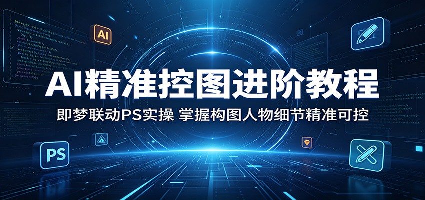 AI精准控图进阶教程：即梦联动PS实操，掌握构图人物细节精准可控-吾爱自习网