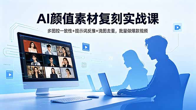 AI颜值素材复刻实战课，多图控一致性+提示词反推+洗图去重，批量做爆款视频-旺仔资源库