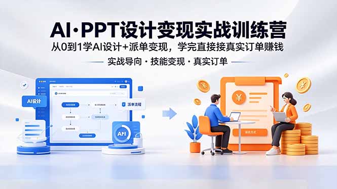 AI·PPT设计变现实战训练营，从0到1学AI设计+派单变现，学完直接接真实订单赚钱-吾爱自习网
